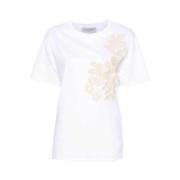 Ermanno Scervino Blommönstrad Jersey T-shirt White, Dam