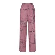 Blumarine Boyfriend Print Jeans Pink, Dam