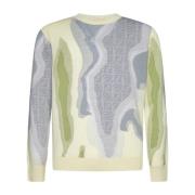 Fendi Earth Sweater med ikoniska motiv Multicolor, Herr