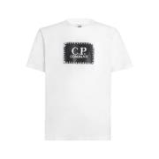 C.p. Company Vit Bomull Jersey Label T-shirt White, Herr