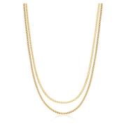 Nialaya Gold Necklace Layer with 3mm Cuban Link Chain and 3mm Box Chai...