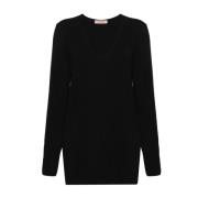 Twinset Lyxig V-Neck Sweater Black, Dam