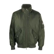 Moncler Khaki Högglansig Vadderad Jacka Green, Herr