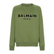 Balmain Paris flocked sweatshirt Green, Herr