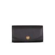 Balmain Emblème clutch i kornigt kalvskinn Black, Dam