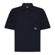 C.p. Company Blåa T-shirts och Polos med Kontrasterande Logobroderi Bl...