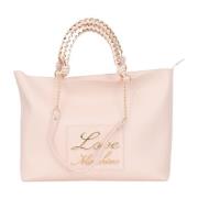 Love Moschino Puderrosa Shooper Väska med Logo Pink, Dam