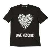 Love Moschino Svart bomullst-shirt med W4 H06 27 M3876 C74 detalj Blac...