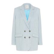 My Essential Wardrobe Klassisk Blazer med Långa ärmar och Ficklock Blu...