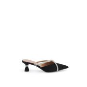 D'Accori Satin Mules med Rhinestone Korsremmar Black, Dam