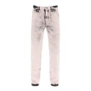 Oamc Stone Washed Straight Leg Jeans Pink, Herr