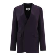 MM6 Maison Margiela Avslappnad passform enkelknäppt blazer Blue, Dam