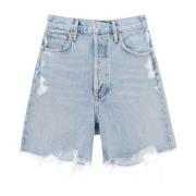 Agolde Vintage Denim Shorts med Fransad Kant Blue, Dam