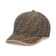 Fendi Brun Baseballkeps med FF Jacquardtyg Brown, Herr