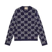 Gucci Blå GG-Monogram Ulltröja Blue, Herr