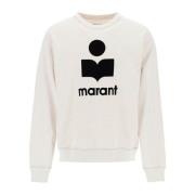 Isabel Marant Flocked Logo Crew-neck Sweatshirt Beige, Herr