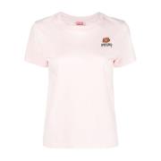 Kenzo Rosa Logotyp Broderad Bomull T-Shirt Pink, Dam