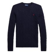 Polo Ralph Lauren Cashmere tröja med flätmönster Blue, Dam