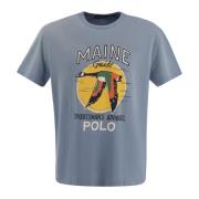 Ralph Lauren Klassisk Passform Polo T-Shirt med Grafik Blue, Herr