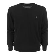 Ralph Lauren Italiensk Ull Crew Neck Sweater Black, Herr