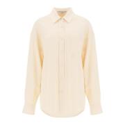 Stella McCartney Oversized Skjorta i Crepe Jersey Beige, Dam