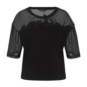Armani Exchange Ekologisk Bomull Cropped T-Shirt Black, Dam