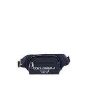 Dolce & Gabbana Nylon Beltpack Väska med Logo Blue, Herr