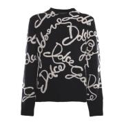 Dolce & Gabbana Logo Tröja med Ull och Siden Black, Herr