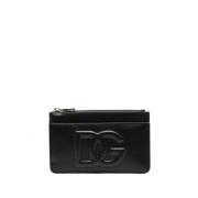 Dolce & Gabbana Svart Kalvskinn Korthållare Black, Dam