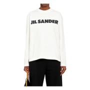 Jil Sander Porslin Logo Långärmad T-shirt White, Dam