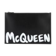 Alexander McQueen Graffiti Läder Flat Pouch Black, Herr