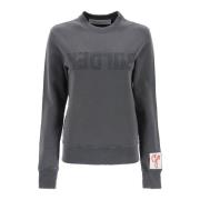 Golden Goose Athena Crew Neck Sweatshirt med förvrängd logotyp Gray, D...