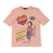 Love Moschino Powder Pink 3D T-Shirt Pink, Dam