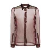 Dries Van Noten Lyxig Sidenskjorta Congreve 8321 Brown, Herr