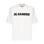 Jil Sander Vit Bomull T-shirt med Tryckt Logotyp White, Herr