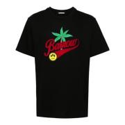 Barrow Svart bomull T-shirt med logotyp och Palm Tree tryck Black, Her...