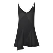 Maison Margiela Svart Panelad Satinklänning Black, Dam