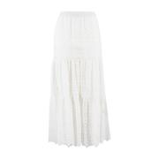 Ermanno Scervino Lång kjol i bomull med utsnitt White, Dam
