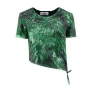Ermanno Scervino Paillett Crewneck T-shirt med Bandkant Green, Dam