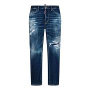 Dsquared2 Blå Denim Jeans med Sliten Effekt Blue, Herr