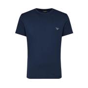 Emporio Armani Bomull T-shirt med Örn Logo Blue, Herr