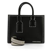 Emporio Armani Stor handväska med trompe loeil tryck Black, Dam