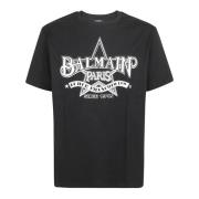 Balmain Stjärntryck T-shirt - Rak passform Black, Herr