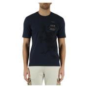 Aeronautica Militare Bomull T-shirt med Frontlogo Brodyr Blue, Herr