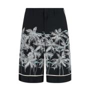 Palm Angels Silkes Palm Print Skjortor Black, Herr