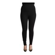 Dolce & Gabbana Svarta Högmidjade Stretch Tightsbyxor Black, Dam