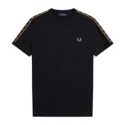 Fred Perry Tape Ringer T-Shirt - Svart/Svart Black, Herr