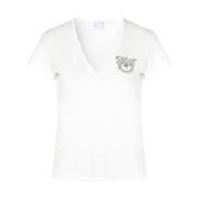 Pinko Vit Love Birds Logo T-shirt White, Dam