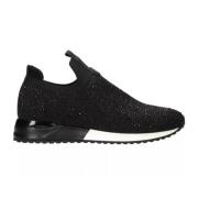 La Strada Glittrig Stickad Slip-On Sneaker Black, Dam
