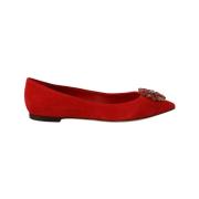 Dolce & Gabbana Röda Slip-On Flats med Kristaller Red, Dam